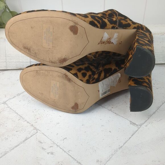 Sam Edelman Cambell Cheetah Leopard Print Calf Fur Ankle Boots US 8.5M EUC - Picture 8 of 13